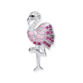 Sterling Silver Cubic Zirconia Flamingo Drop Pendant