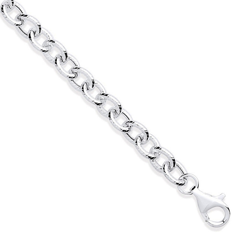 Sterling Silver Rolo Ribbed Edge Link Ladies Bracelet