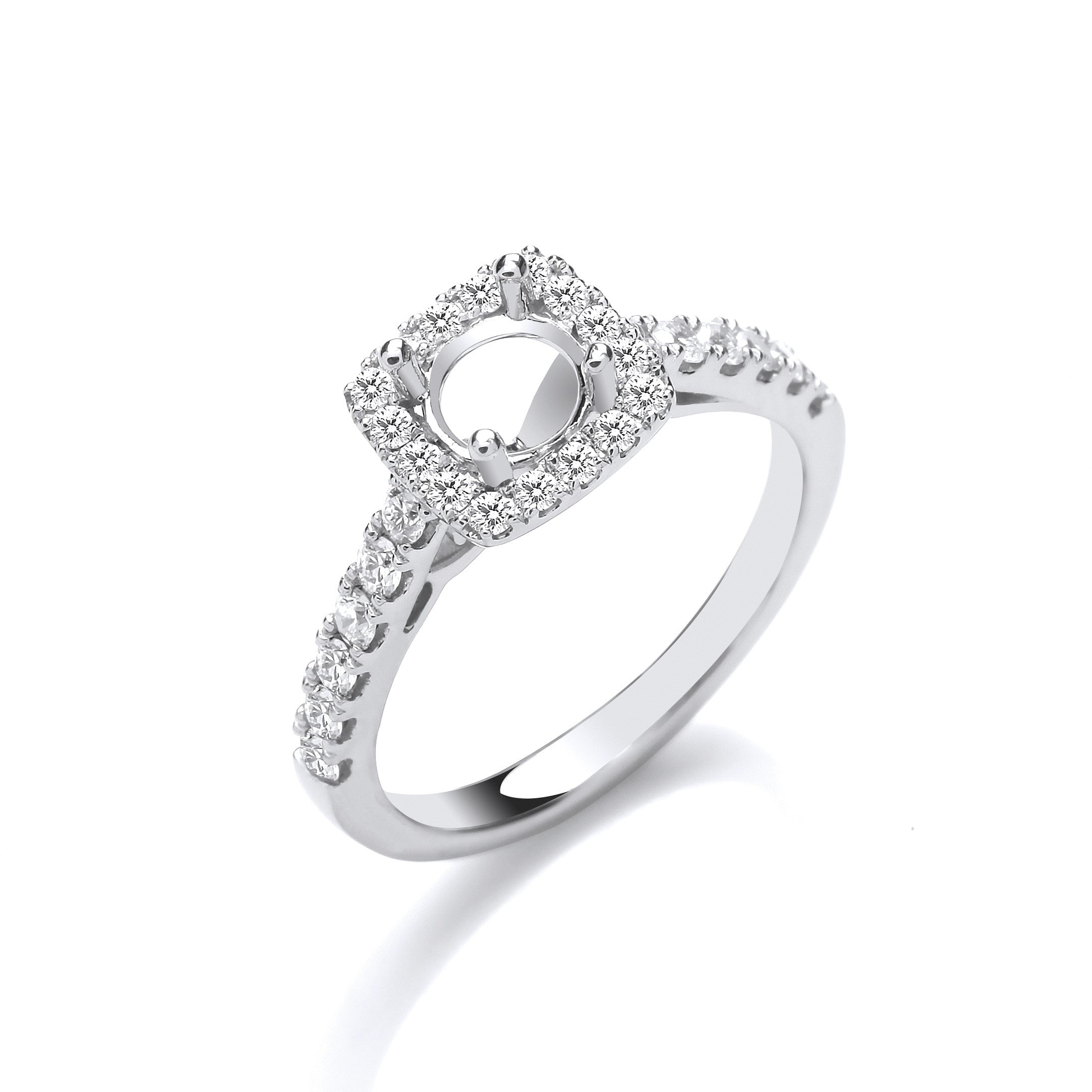 18ct White Gold 0.48ct & (0.65ct Centre) Semi-Set Engagement Ring