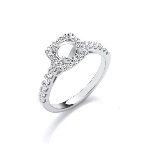 18ct White Gold 0.48ct & (0.65ct Centre) Semi-Set Engagement Ring