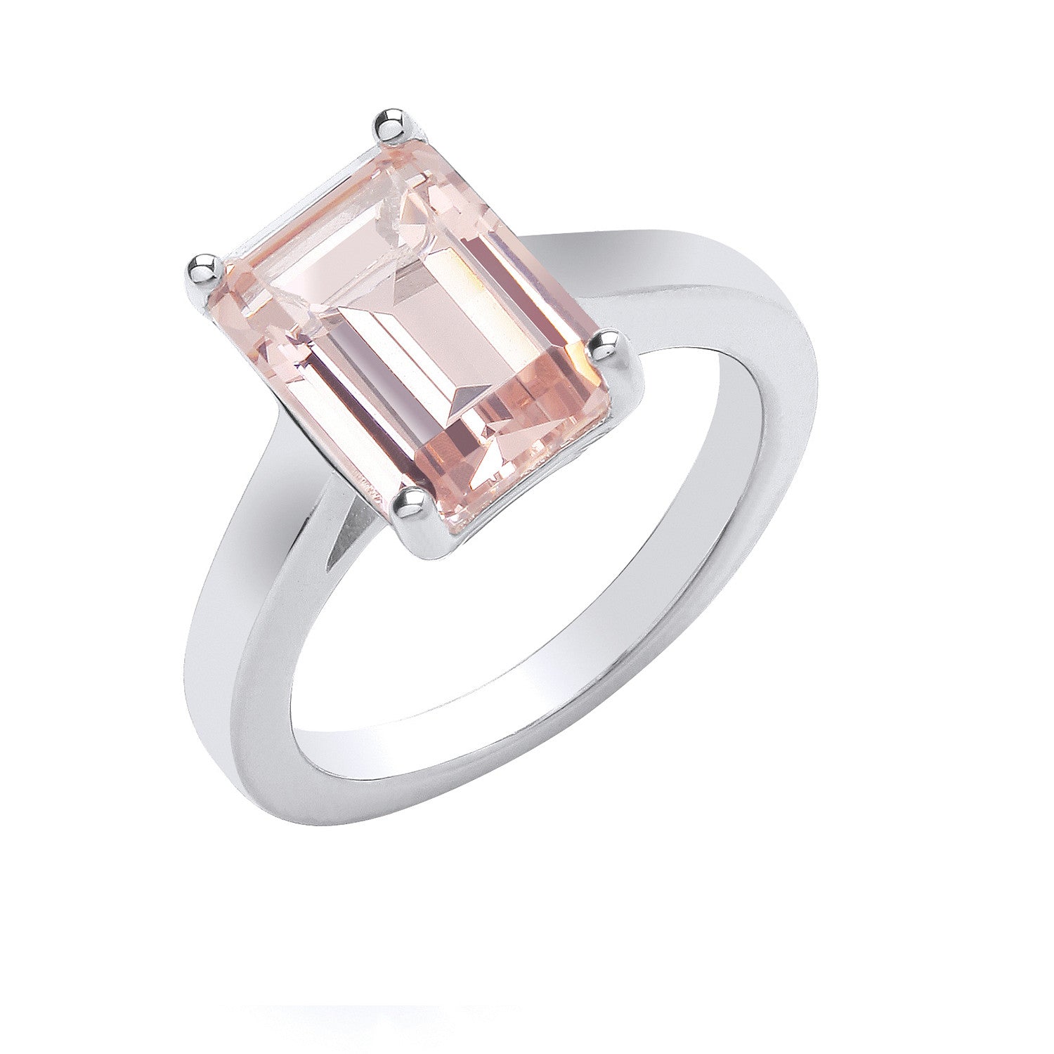 Sterling Silver Synthetic Morganite Ring