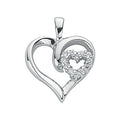 Sterling Silver Double Cubic Zirconia Heart Pendant
