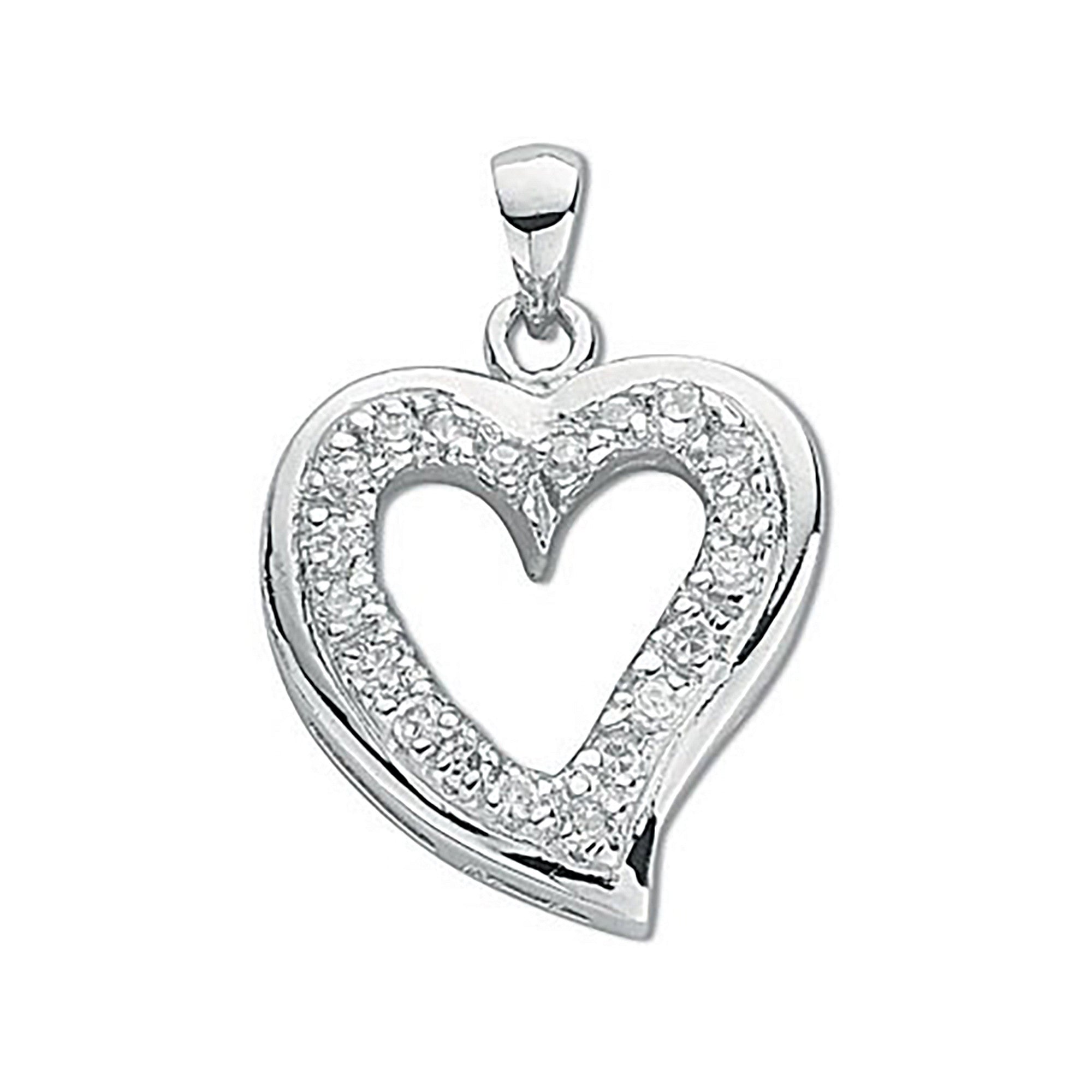 Sterling Silver Cubic Zirconia Heart Pendant
