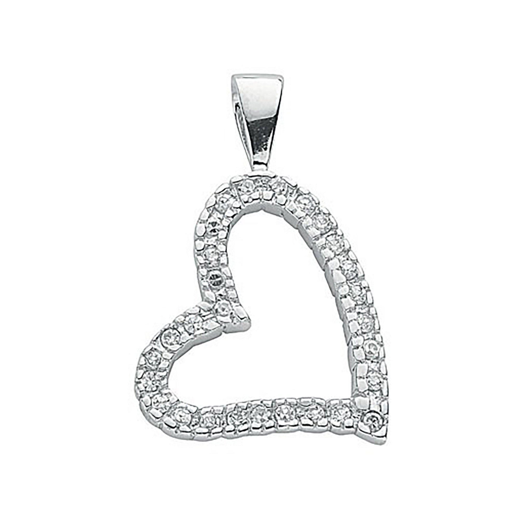 Sterling Silver Cubic Zirconia Heart Pendant