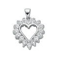 Sterling Silver Claw Set Cubic Zirconia Heart Pendant