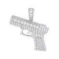 Sterling Silver Cubic Zirconia Pistol Pendant