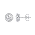 9ct White Gold 8mm Round Cubic Zirconia Halo Stud Earrings