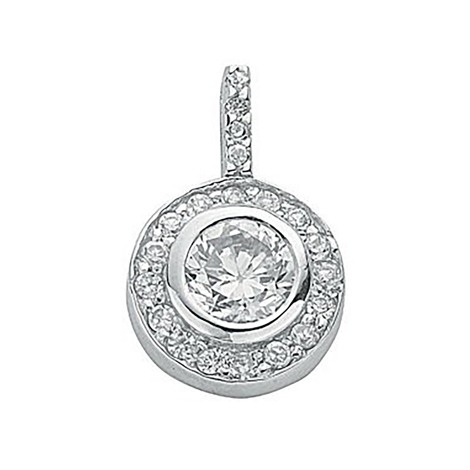 Sterling Silver Cubic Zirconia Cluster Drop Pendant