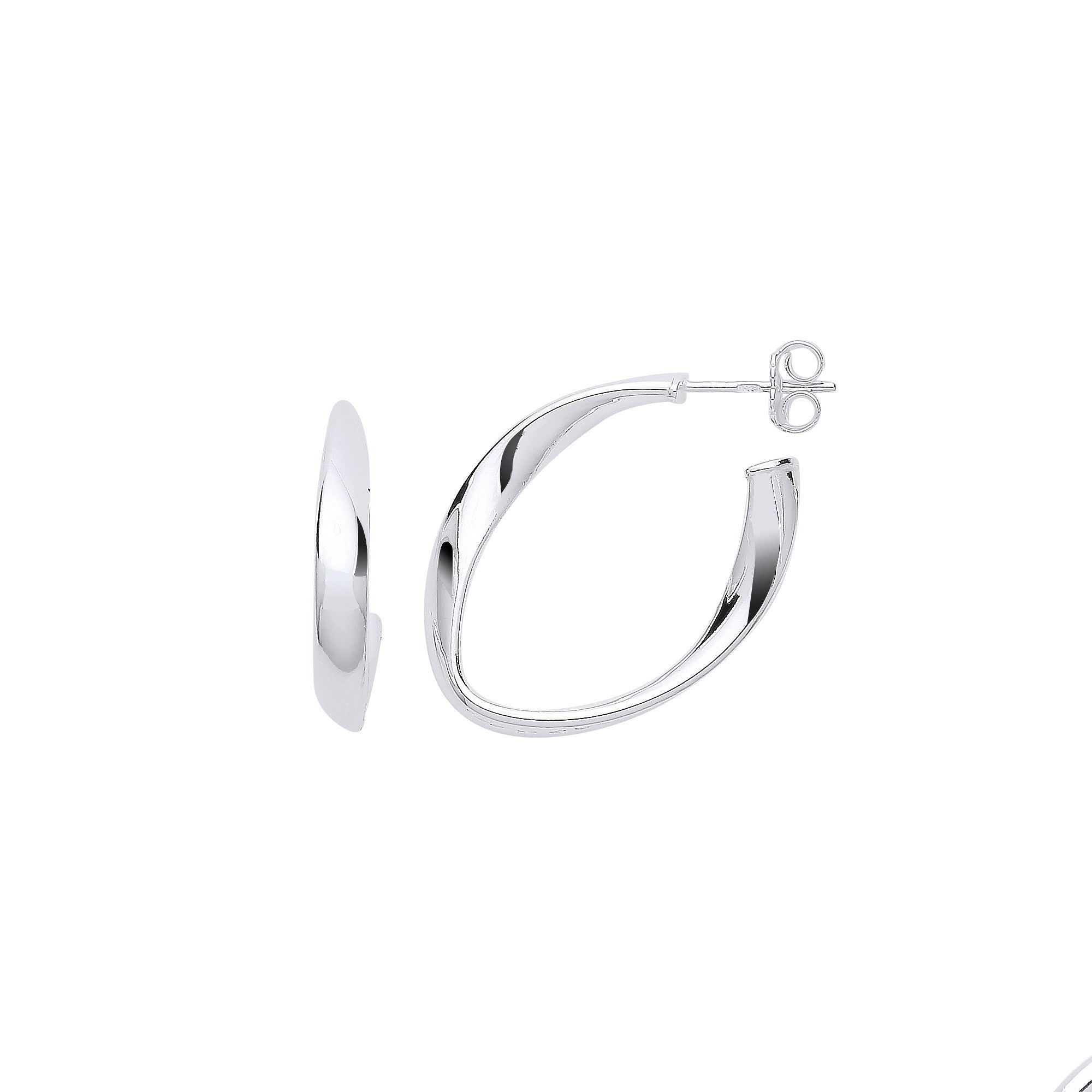Sterling Silver Oval Twisted Hoop Earrings