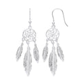 Sterling Silver Dream Catcher, Feather Spider Web Drop