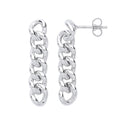 Sterling Silver Curb Chain Stud Drop Earrings