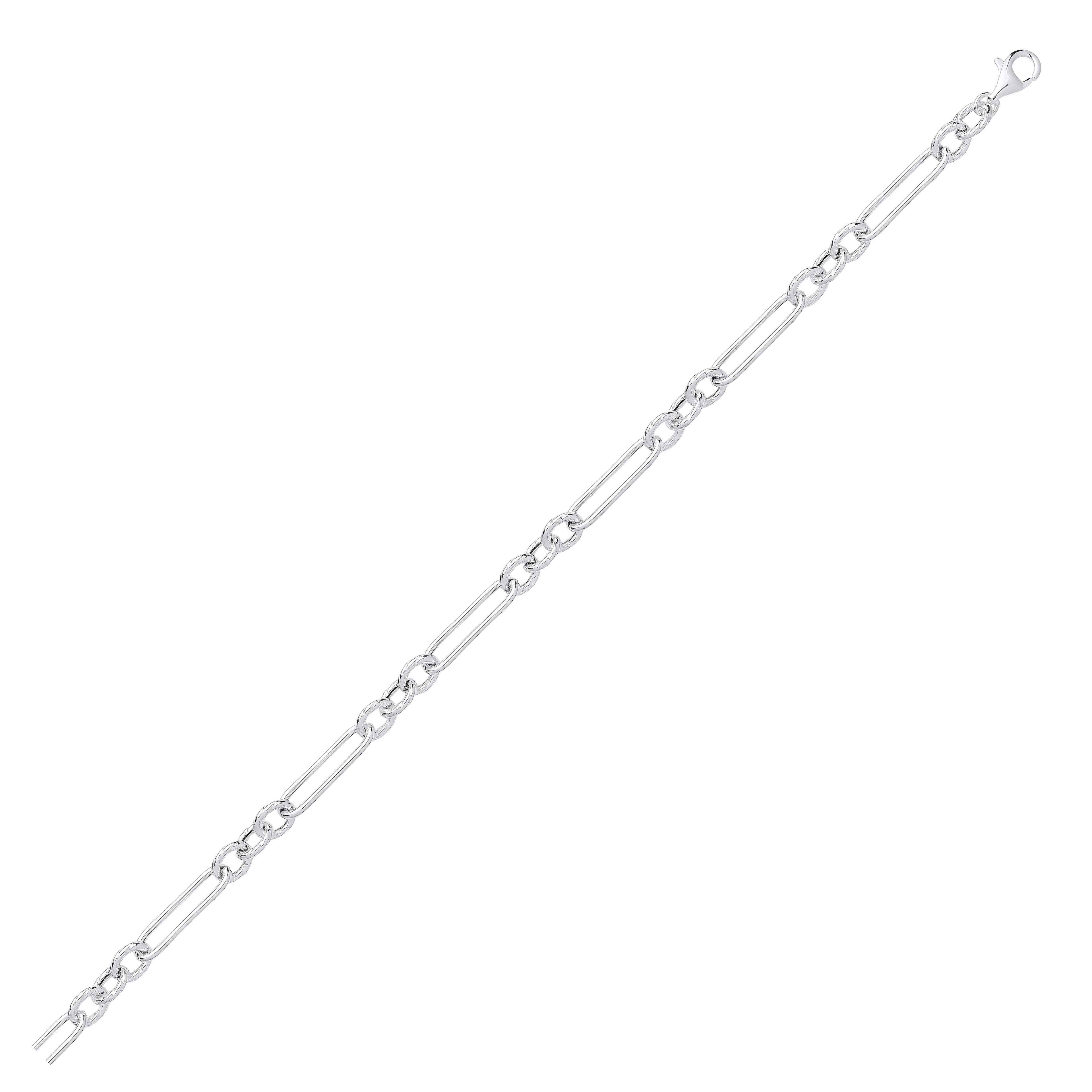Sterling Silver Oval Figaro 18" Chain & 7.5" Ladies Bracelet