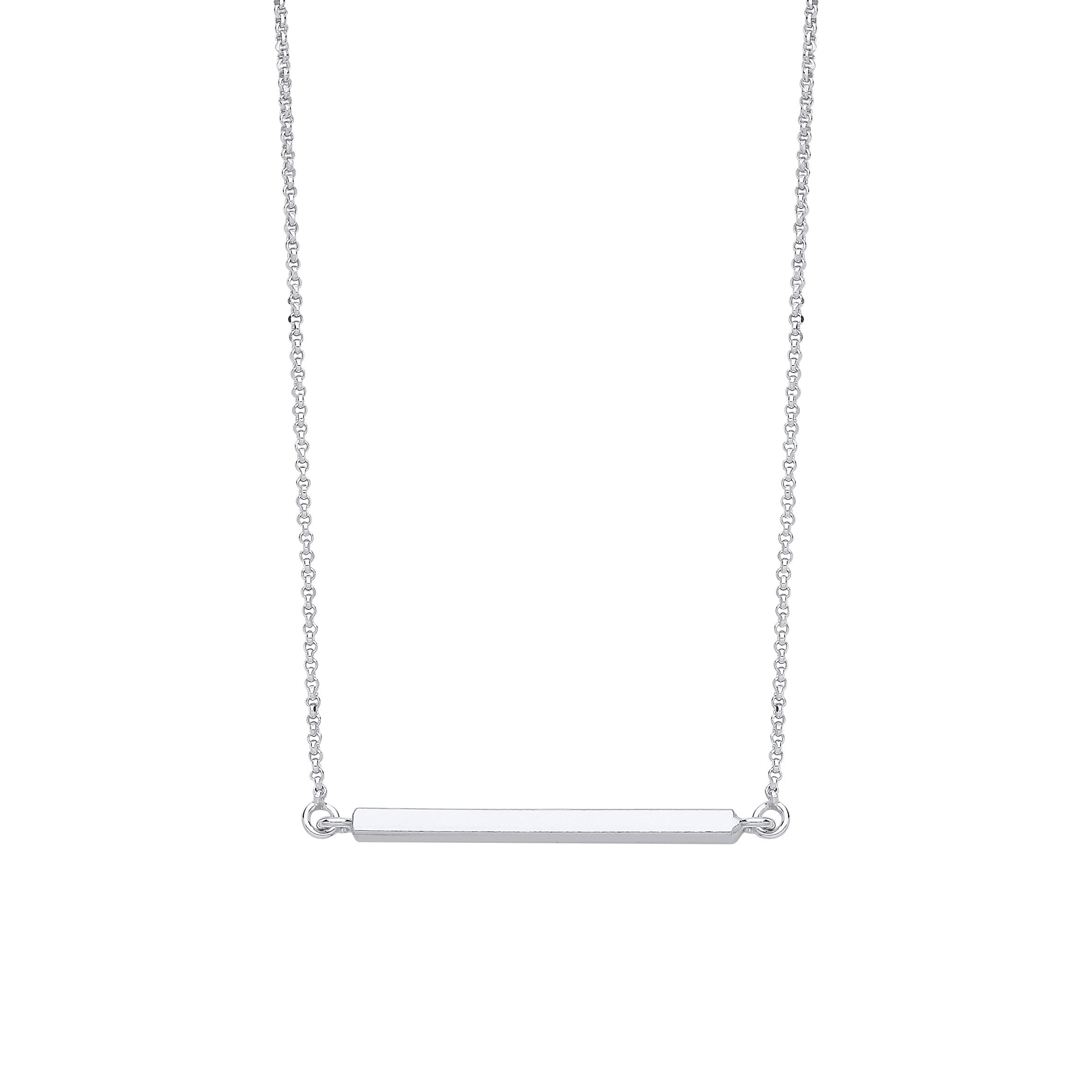 Sterling Silver Square Tube Bar Necklace