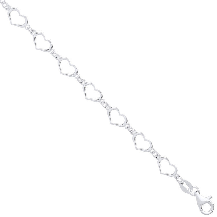 Sterling Silver Hearts Bracelet