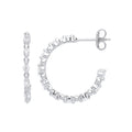 Sterling Silver Skinny Set Cubic Zirconia Hoop Earrings
