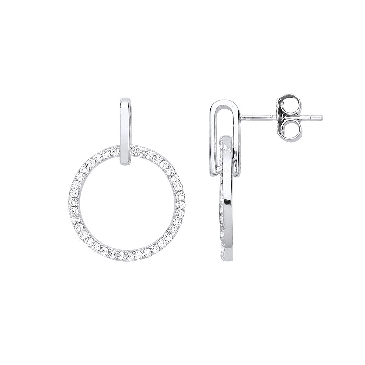 Sterling Silver Circle of Life Cubic Zirconia Drop Earrings