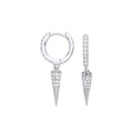 Sterling Silver Cubic Zirconia Huggies Pin Drop Earrings