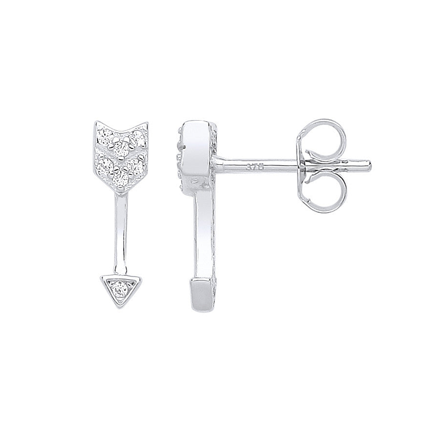 Sterling Silver Arrow Cubic Zirconia Studs