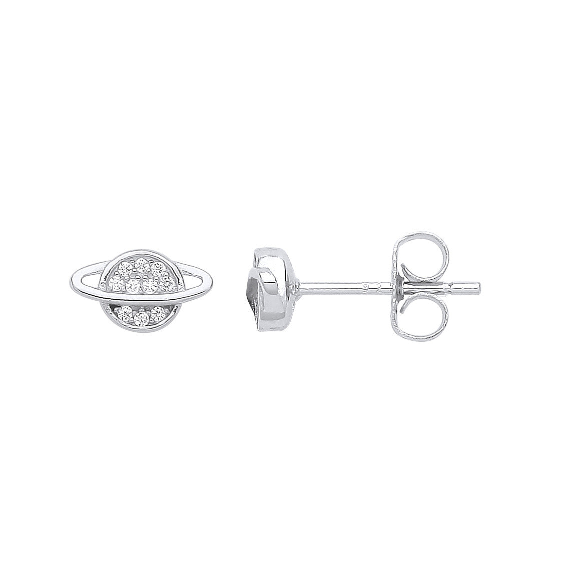 Sterling Silver Planet Cubic Zirconia Studs