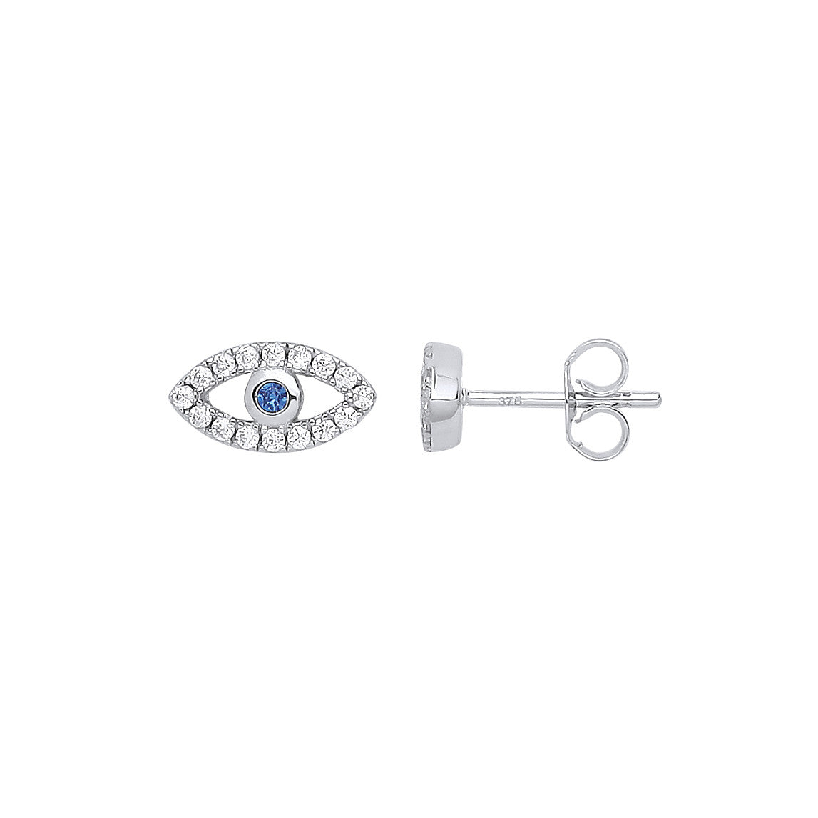 Sterling Silver Evil Eye Cubic Zirconia Studs
