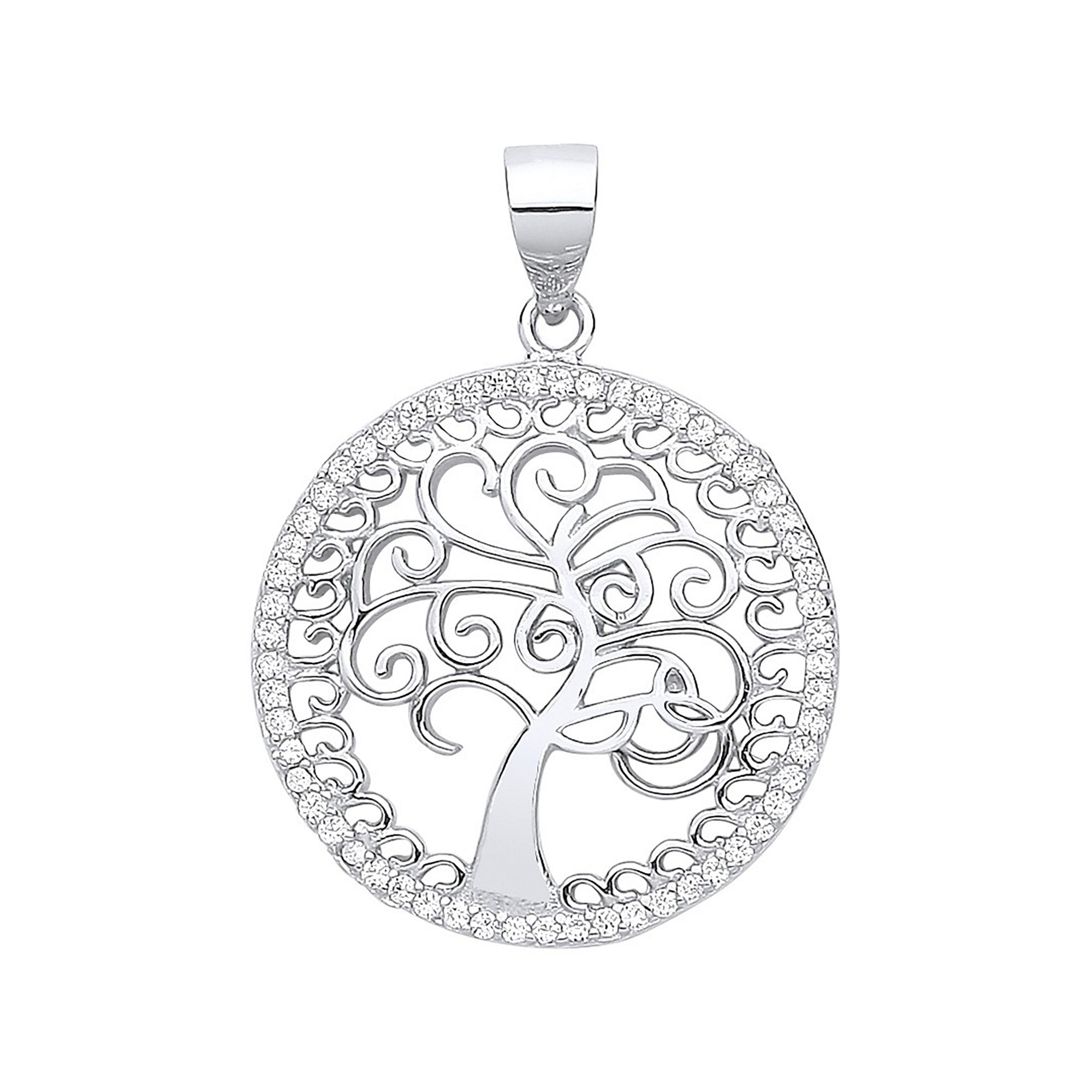 Sterling Silver Cubic Zirconia Tree of Life Pendant