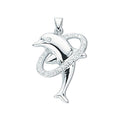 Sterling Silver Cubic Zirconia Dolphin Pendant