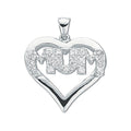 Sterling Silver Cubic Zirconia Heart Mum Pendant