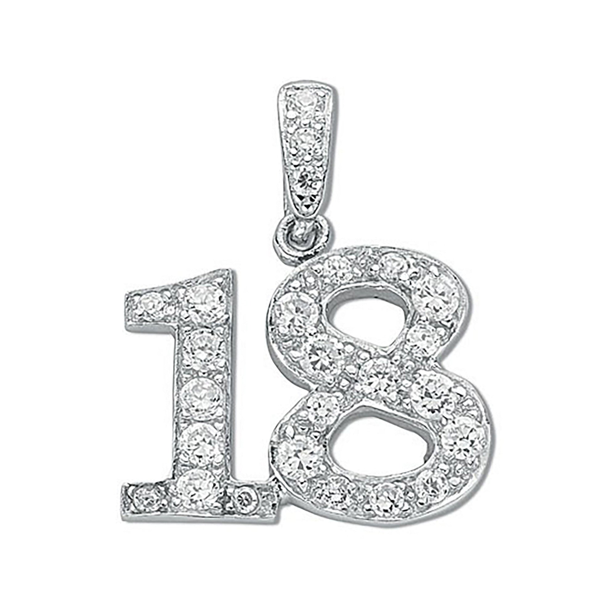 Sterling Silver Pave Set Cubic Zirconia 18 Drop Pendant