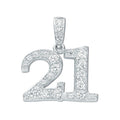 Sterling Silver Pave Set Cubic Zirconia 21 Drop Pendant