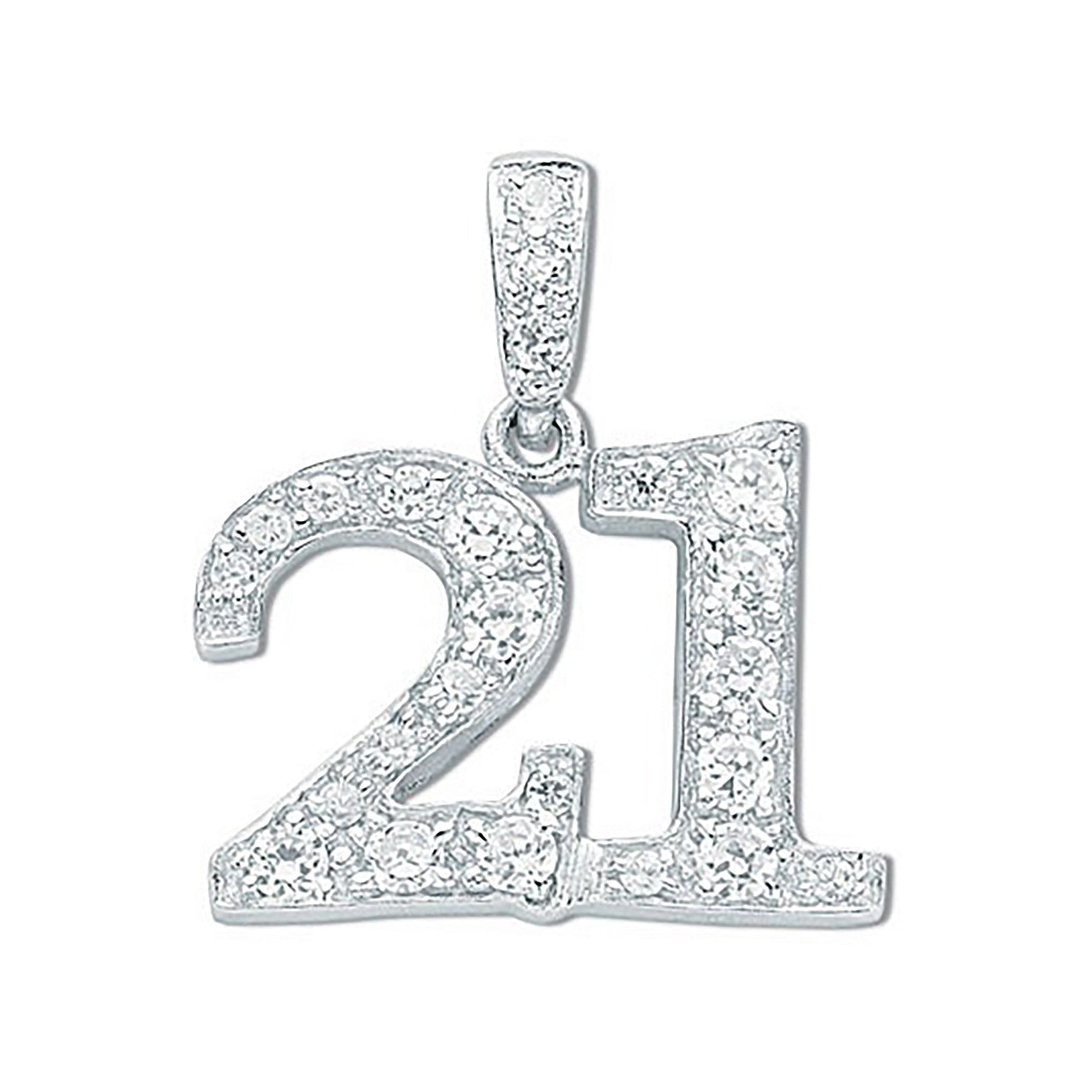 Sterling Silver Pave Set Cubic Zirconia 21 Drop Pendant