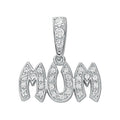 Sterling Silver Pave Set Cubic Zirconia Mum Drop Pendant