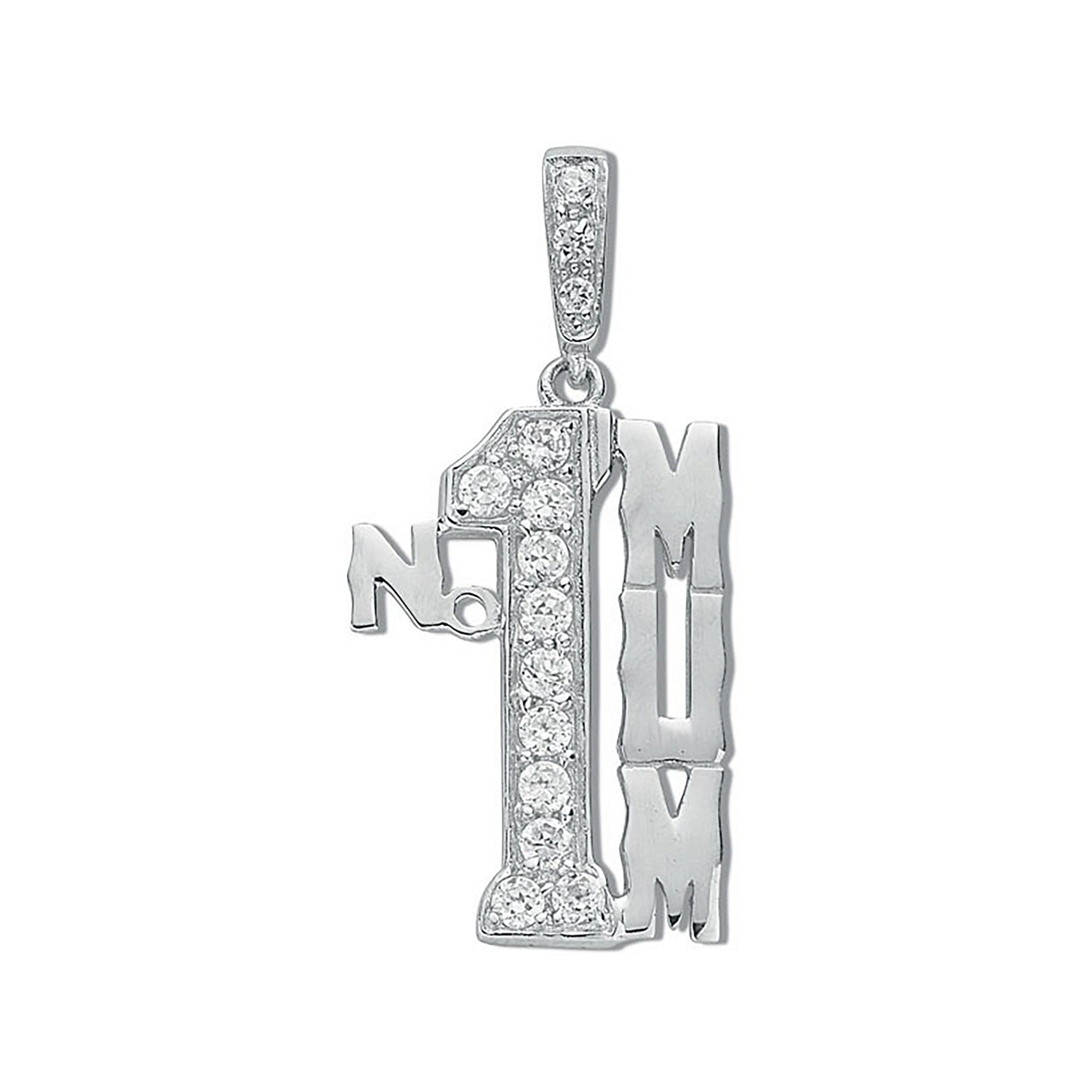 Sterling Silver Cubic Zirconia No 1 Mum Drop Pendant