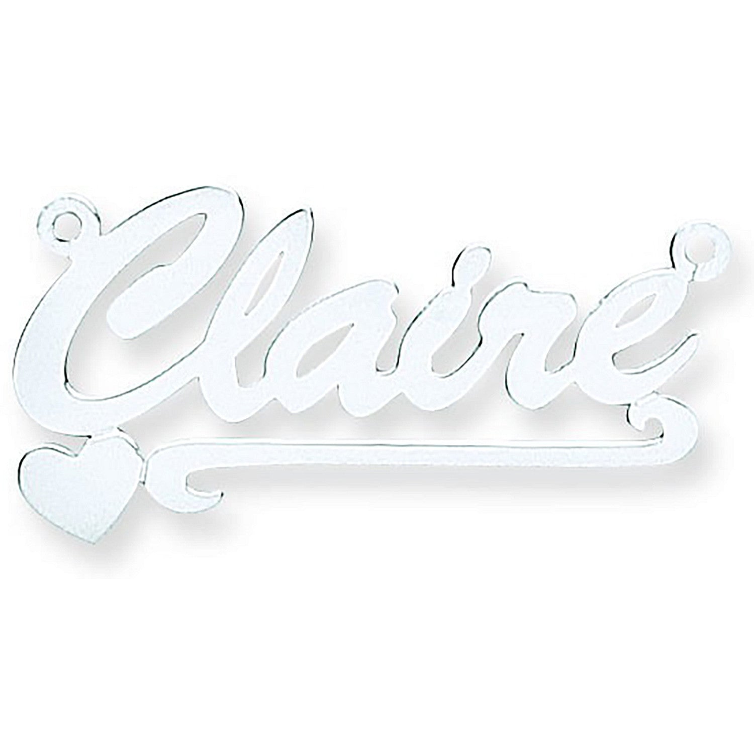 Sterling Silver Script Heart Scroll Nameplate with 16"/18"/20" chain