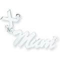 Sterling Silver Script Floating Kiss Nameplate with 16"/18"/20" chain