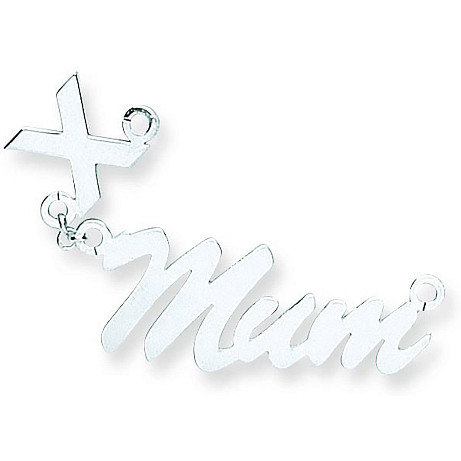 Sterling Silver Script Floating Kiss Nameplate with 16"/18"/20" chain