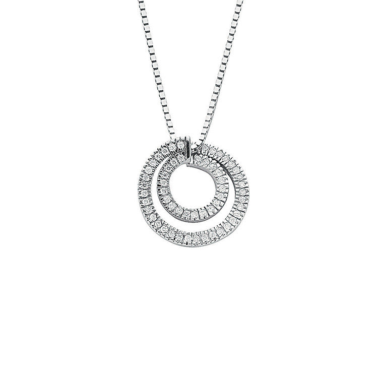 9ct White Gold 0.31ct Diamond Circle Pendant with 18in/45cm Chain