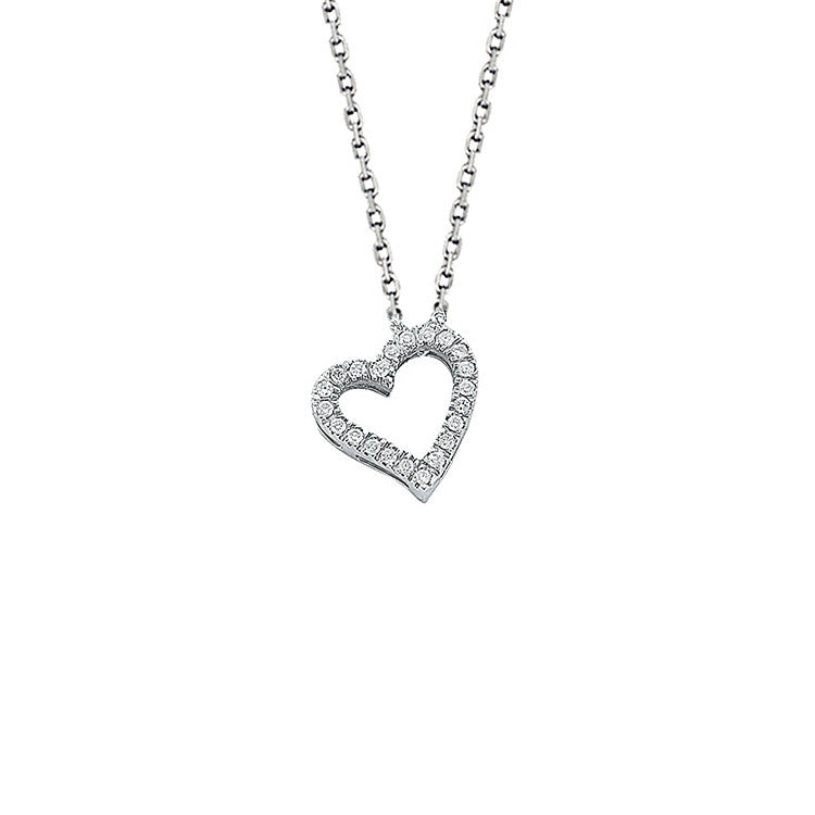 9ct White Gold 0.13ct Diamond Heart Pendant with 18in/45cm Chain