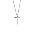 9ct White Gold 0.04ct Diamond Cross Pendant with 18in/45cm Chain