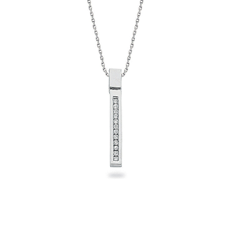 9ct White Gold 0.12ct Diamond Drop Pendant with 18in/45cm Chain