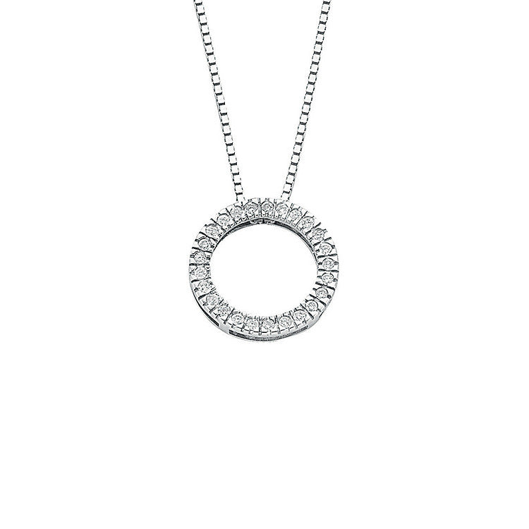 9ct White Gold 0.25ct Diamond Circle Pendant with 18in/45cm Chain