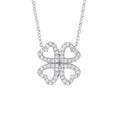 9ct White Gold 0.18ct Diamonds Four-leaf Clover (18in/45cm) Chain
