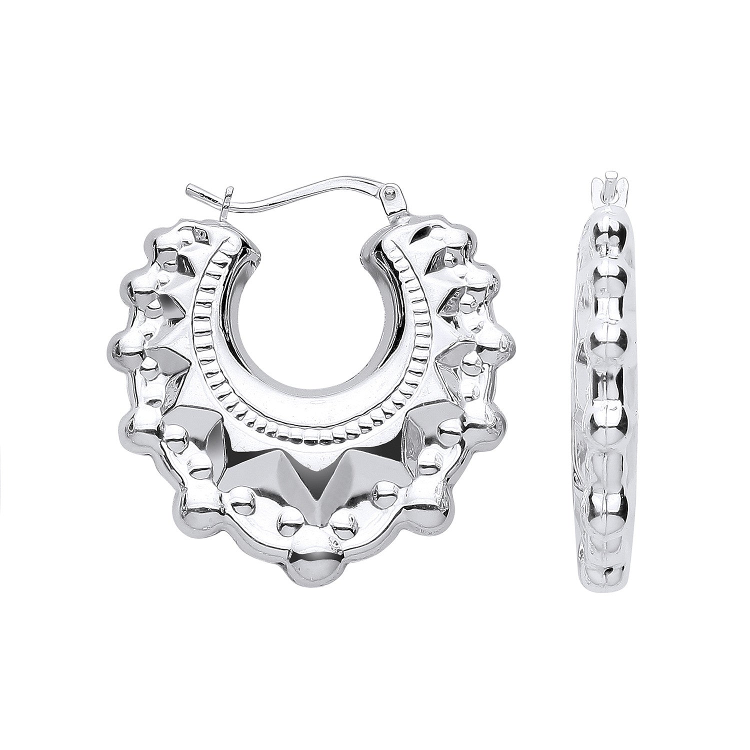 Sterling Silver 29.0mm Fancy Creoles