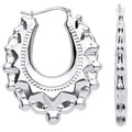 Sterling Silver Embossed Hinged Medium Oval Creoles