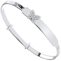Sterling Silver Cubic Zirconia Butterfly Expandable ID Baby Bangle