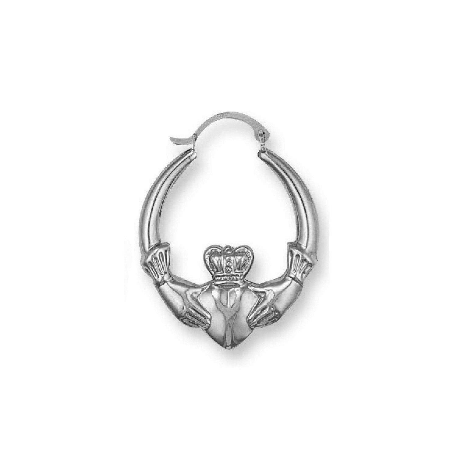 Sterling Silver Claddagh 25mm Creole Earrings
