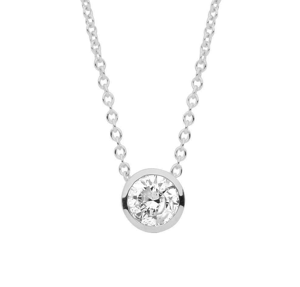 18ct White gold 0.25ctw G-SI Rubover Diamond pendant (18in/45cm) Chain
