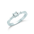 9ct White Gold 0.33ct Princess Cut & Baguette Diamond Engagement Ring