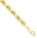 9ct Yellow Gold Solid Diamond Cut 7.5mm Rope Chain