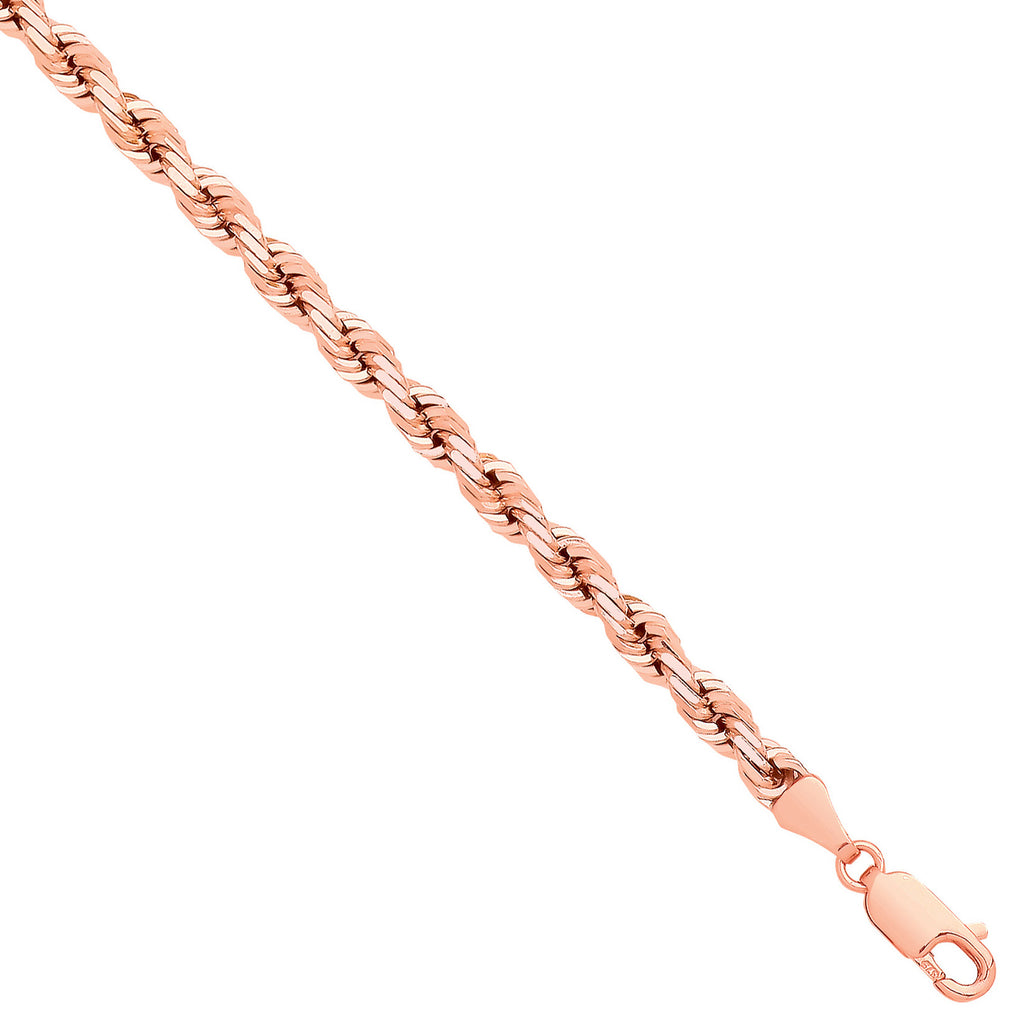 9ct Rose Gold Solid Diamond Cut 4.2mm Rope Chain