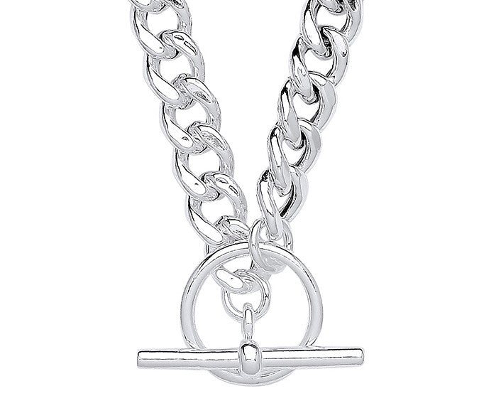 Sterling Silver T-Bar Curb Chain Necklace/Bracelet